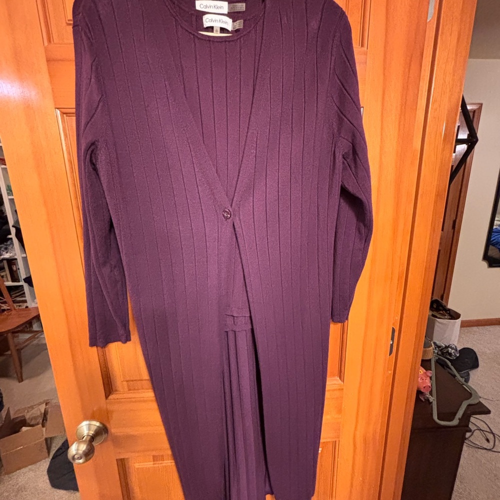 Calvin Klein Womens Knit Duster Cardigan Sweater - Picture 6 of 9